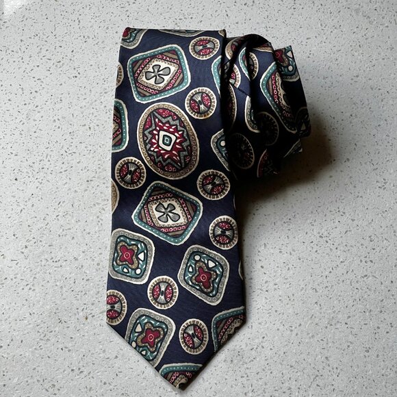 Christian Dior Vintage Silk Neck Tie Multi-Patterned Made In USA Italian Silk - Picture 1 of 7